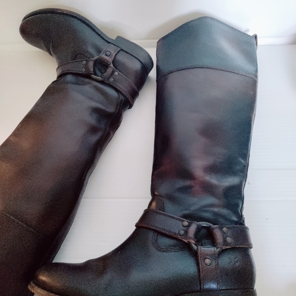 Frye Veronica Harness Tall Brown Leather Riding Boots Women’s Sze 7– Equestrian - Picture 7 of 15